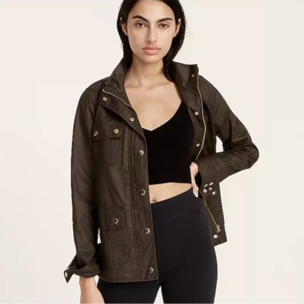 J. Crew Downtown Field Jacket In Mossy Brown Utility Jacket Women’s Size Small